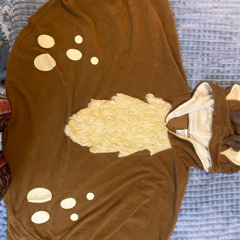 Brown Hooded Deer Sherpa with Cream Accents